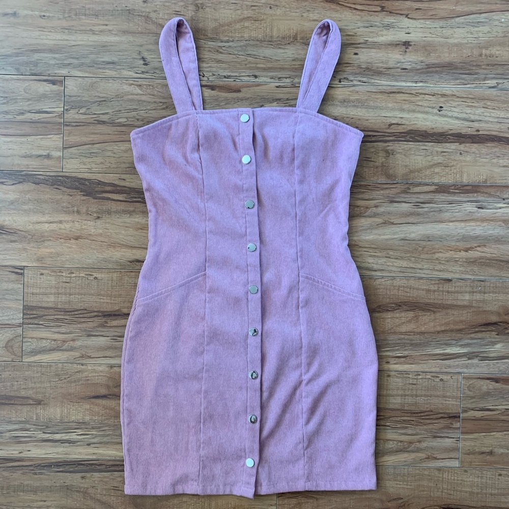 Light Pink Corduroy Snap Up Dress Size S